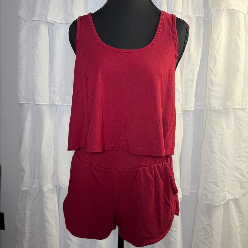 Fabletics Red lounge Set Sleeveless Tank and Shorts